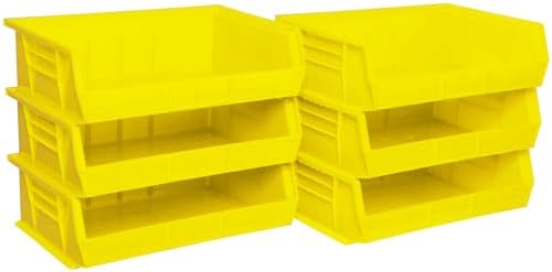Akro-Mils 30255 AkroBins Plastic Storage Bins, 11"x16"x5", Yellow, 6-Pack