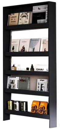LINLIUA Behind the Door Bookshelf, 5 Shelf Behind Door Shelves with Storage, Space-Saving Wall Mount Narrow Bookcase Cabinet for Living Room Bedroom