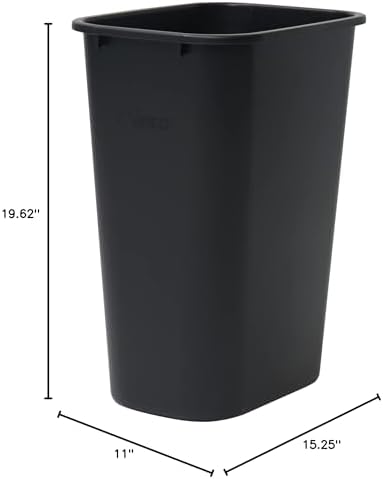 Winco PWR-41K Waste Basket, 10 Gallon, Black (Pack of 2)