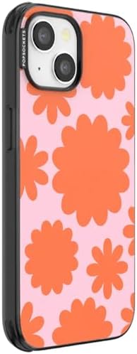 PopSockets iPhone 13 Phone Case with MagSafe- Floating Florals | Magnetic, Wireless Charging, Camera & Drop Protection, Hot Pink, Flower, Floral