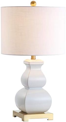 JONATHAN Y Vienna 25.5" Ceramic Metal Footed Vase Table Lamp, White/Gold