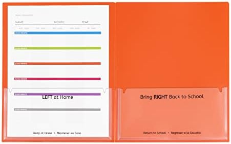 C-Line Classroom Connector School-to-Home Folders, Orange, 25 per Box (32002) (Pack of 6)