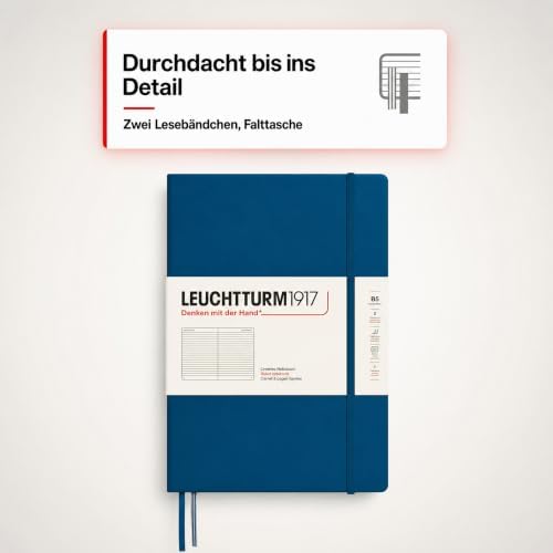LEUCHTTURM1917 - Notebook Hardcover Composition B5-219 Numbered Pages for Writing and Journaling (Indigo, Ruled)