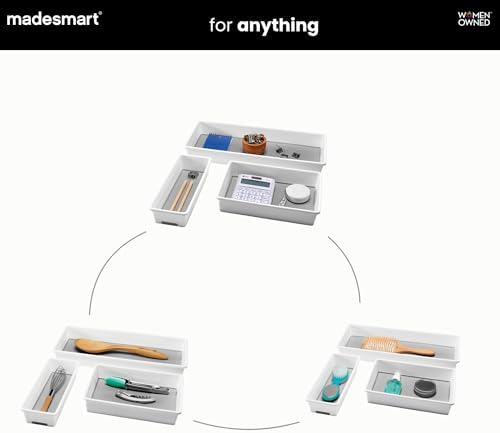 madesmart Classic 3 Bin Drawer Organizer Set, White