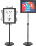 VEVOR Pedestal Sign Holder, 8.5 x 11 Inch Vertical and Horizontal Adjustable Poster Stand, Heavy-Duty Floor Standing Sign Holder with Round Base for Display, Advertisement, and Outdoor, Black