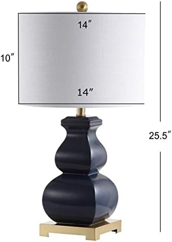 JONATHAN Y Vienna 25.5" Ceramic Metal Footed Vase Table Lamp, Navy/Gold