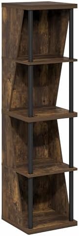 Furinno Flexi Book Shelf, 4-Cube Bookshelf, Standing Bookcase, Amber Pine