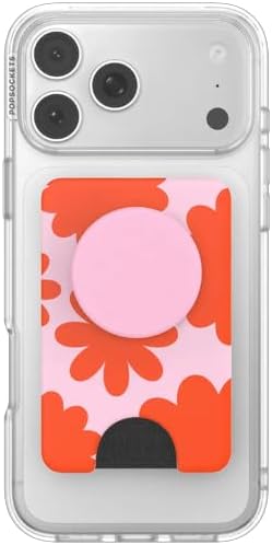 PopSockets Phone Wallet for MagSafe, Phone Card Holder with Grip, Flower - Mirror Floating Florals