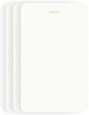 Small Dotted Notepads for Work, Gold Foil, 6.3 x 3.9 in, 3 Pack, 225 Sheets