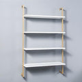 Contemporary Wall Unit Bookcase Metal Frame Pine Wood Shelf Bookshelf Wall-Mounted Bookshelf Wrought Iron Bag Rack Multi-Layer Clothing Store Decoration White Gold 31.5" L x 9.8" W x 55.1" H