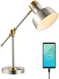 JONATHAN Y Allegra Metal Task Desk Lamp USB Port 18.5", Nickel/Brass Gold