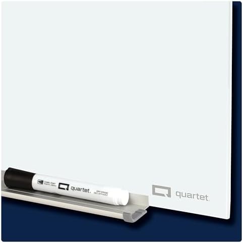 Quartet Magnetic Glass Dry Erase White Board, 4' x 3' Anti-Glare Whiteboard for Wall, InvisaMount Frameless, White (Q014735F01IMW)