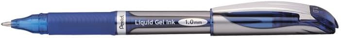 Pentel EnerGel Deluxe Liquid Gel Pen, Bold Line, Metal Tip, Blue Ink, Box of 12 (BL60-C)
