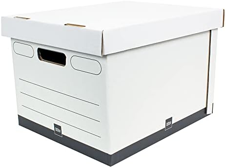 Office Depot® Brand Heavy-Duty Quick Set Up Storage Boxes, Letter/Legal Size, 15" x 12" x 10", White/Black, Pack Of 5