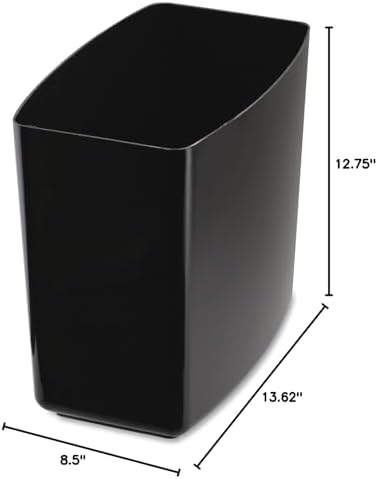 Officemate 2200 Series Executive Waste Basket, 20 Quart Capacity, 13.625 x 8.5 x 12.75 Inches, Black (22262)