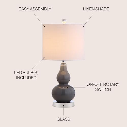 JONATHAN Y Anya Gourd Glass Table Lamp 20.5", Gray