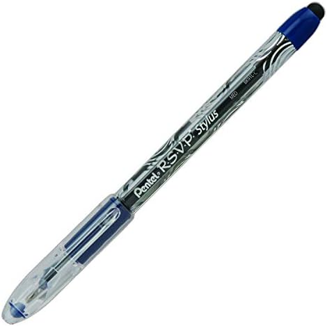Pentel RSVP STYLUS Ballpoint Pen, Medium Line, Blue Ink, Box of 12 (BK91L-C)