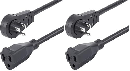 StarTech.com 6ft (2m) Power Extension Cord - 360° Rotating Flat Plug Extension Cord - NEMA 5-15P to NEMA 5-15R, 16 AWG, 125V/13A - Black Short 3-Prong Power Extender Cable (RTPAC1016) (Pack of 2)