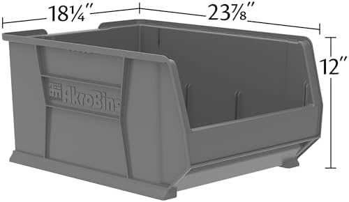 Akro-Mils 30289 Super-Size AkroBins Plastic Storage Bins, Space-Saving Stackable Bins for Garage, Classroom, Warehouse Organization, 24" L x 18" W x 12" H, Yellow, 1-Pack