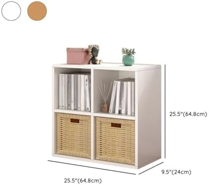 Lateral Filing Lumber Bookshelves Shelves Solid Wood Bookshelf, Floor-standing Storage Rack, Low Bookcase, Cube Storage Unit, Household TV Cabinet, Bay Window Cabinet Natural 26"L x 9"W x 26"H