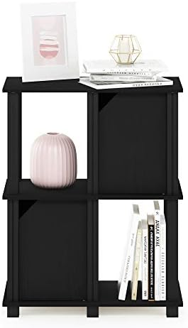 FURINNO Brahms Storage Shelf, 3-Tier, Black Oak/Black | Bookcase, Display Shelf with Open Shelf and Closed Storage, for Organization and Storage, Living Room, Garage, Home Office