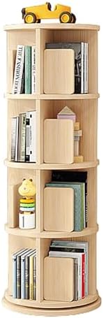 GAMAK Rotating Bookshelf Kids Bookshelf with Storage Small Bookshelf 360 Display 2-4 Tier Floor Standing Bookcase Used in Bedrooms Study Room (Size : Straight Edge, Color : Four)