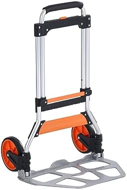 VEVOR Folding Hand Truck and Dolly, 275 Lbs Capacity, Aluminum Foldable Cart, Heavy-Duty Luggage Trolley Cart with Telescoping Handle and PP+TPR Wheels for Home, Office, Shopping, Travel