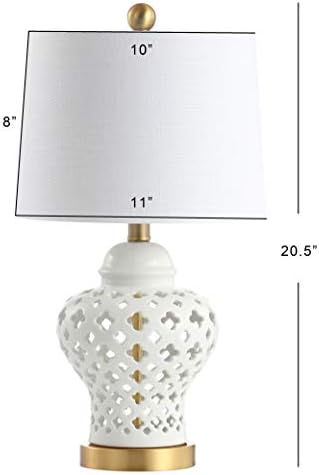 JONATHAN Y Pierced Ginger Jar 20.5" Ceramic Table Lamp, White