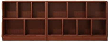 Lumber Organizer Shelf 3/4 Shelves, Lateral Filing or Vertical, Closed Back Floor-standing Bookshelf Rack Bookcase Cabinet Tiered Shelf Grid Storage Unit Dark Walnut 47.2"L x 9.4"W x 31.5"H