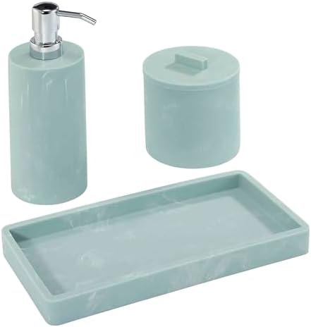 Nicole Miller - Bathroom Set, 3pc Countertop Accessories, Dorm Room Essentials (Kendall Collection, Oasis)
