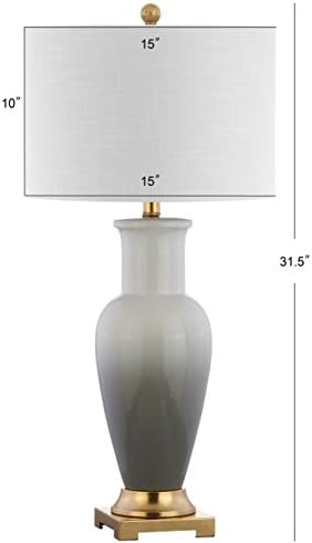 JONATHAN Y Dip Dye 31.5" Ceramic Metal Bedside Table Lamp, White/Gray
