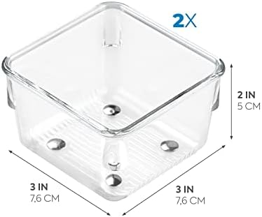 iDesign Linus Plastic Drawer Organizer, 3" x 3" x 2", Set of 2, Clear