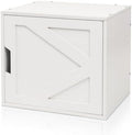 Fasmov Stackable Cube Storage Organizer, Multifunctional Wood Cubby Bookshelf with Door, Easy Assembly DIY Storage Bin, Durable Classic Storage Unit for Bedroom Living Room Office, White