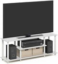 Furinno Turn-N-Tube 3-Tier Toolless Assembly TV Stand, White | for TV up to 50 Inch, Open Frame Rectangular Entertainment Center with Storage Shelf, TV Console, for Living Room, Bedroom