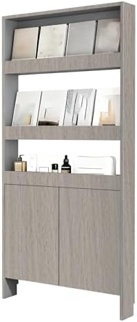 LINLIUA Behind the Door Bookshelf, 5 Shelf Behind Door Shelves with Storage, Space-Saving Wall Mount Narrow Bookcase Cabinet for Living Room Bedroom