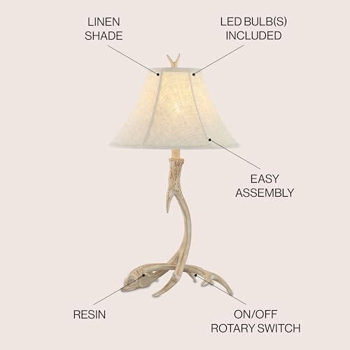 JONATHAN Y Antler Table Lamp Rustic Farmhouse Lodge 27.5" Resin, Beige
