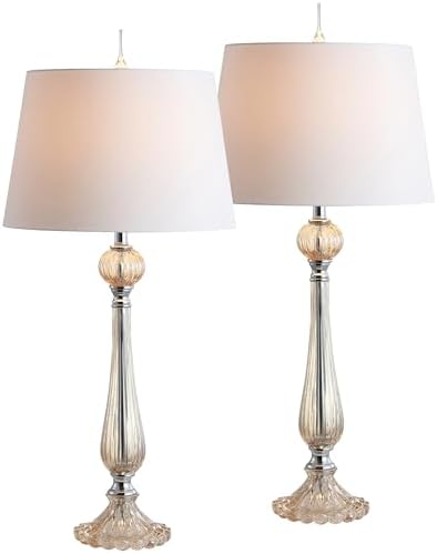 JONATHAN Y Chloe 32.5" Traditional Glass Table Lamp, Champagne, Set of 2