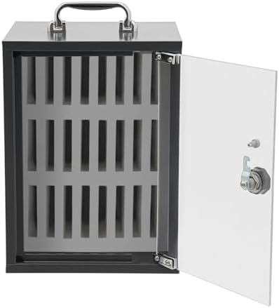 Cell Phone Cabinet,Aluminum Alloy Pocket Chart Cell Phones Storage Cabinet, Cell Phone Locker,Wall-Mounted with a Locked,for Classroom, Office, Gym (24 Slots-121)