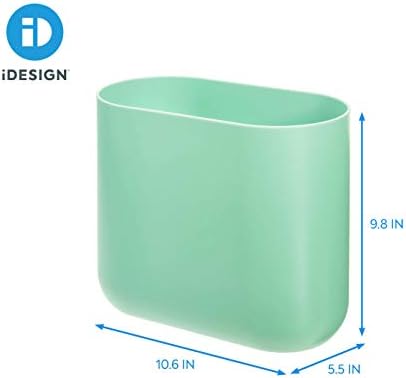 iDesign Small Slim Plastic Bathroom Trash Can, Blue, Waste Can (Pack of 2)