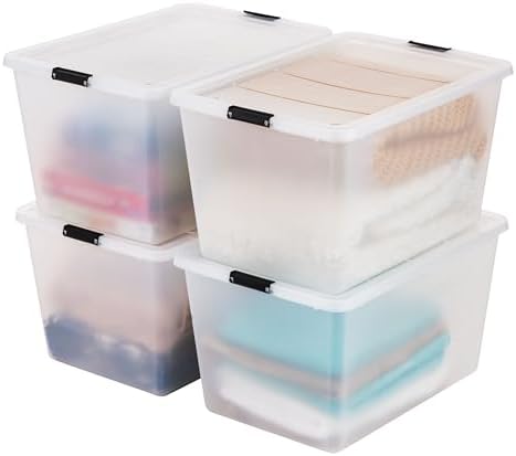 IRIS USA 4-Pack 55 Quart Clip Box with Latching Lid