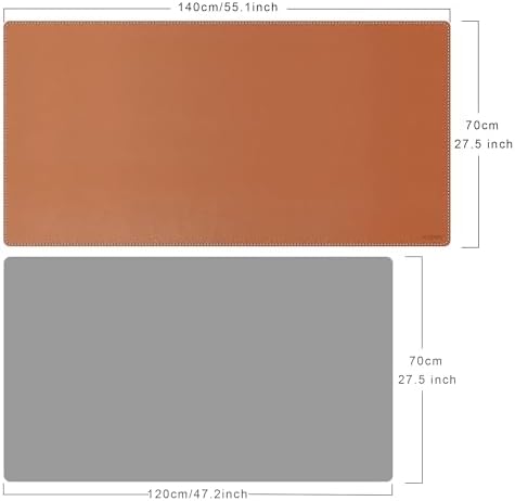 Mydours 55" x 28" XXL Large PU Leather Desk Mat, Gaming Mouse Pad, (Brown)