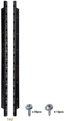 Sound Town 2-Pack 14U Steel Rack Rails, with Black Powder Coated Finish and Screws (ST-RR-14U)