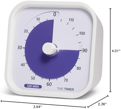 TIME TIMER 120 Minute MOD Education Edition ⁠— Visual Timer with Desktop Software for Kids Classroom Learning, Testing Timer, Study Tool and Office Meetings with Silent Operation (White - 120min)