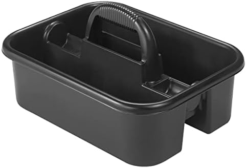 Akro-Mils 09185 Plastic Tote Tool & Supply Cleaning Caddy with Handle, 18-3/8-Inch x 13-7/8-Inch x 9-Inch, Black