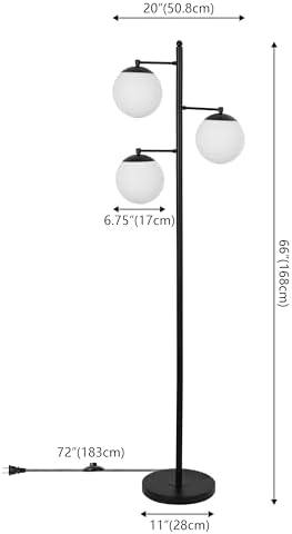 JONATHAN Y Ellie 3-Light Floor Lamp 66" Mid-Century Metal, Black