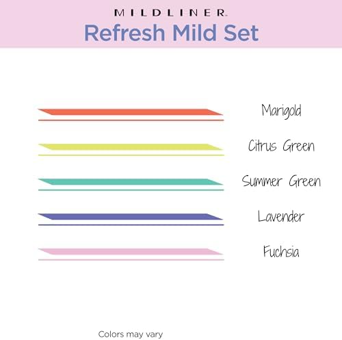 Zebra Pen MILDLINER No Bleed Highlighter, Refresh Colors, Dual Tip, 5-Pack