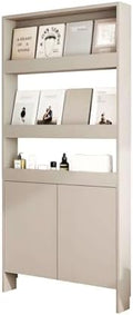 LINLIUA Behind the Door Bookshelf, 5 Shelf Behind Door Shelves with Storage, Space-Saving Wall Mount Narrow Bookcase Cabinet for Living Room Bedroom