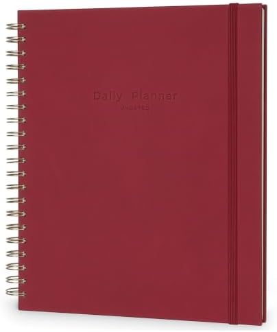 AuroPlanner Undated Daily Planner Notebook 8.5x11 Hourly Schedule Red
