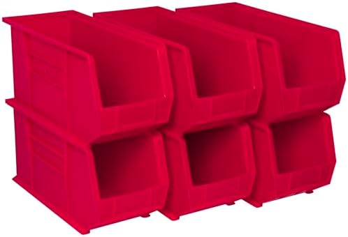 Akro-Mils 30265 AkroBins Plastic Storage Bins, 18"x8.25"x9", Red, 6-Pack