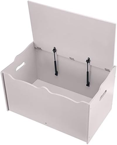 Amazon Basics Kids Wooden Toy Storage Chest with Safety Lid, Spacious Organizer for Bedroom, Gray, 30" x 18" x 19"